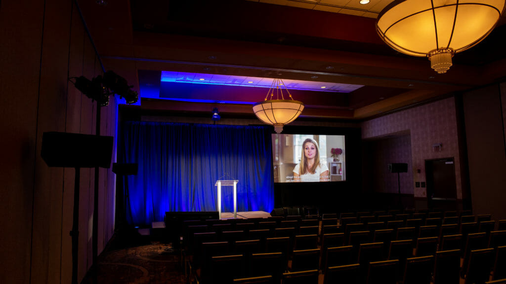 Stage set up at a supplier growth meeting.