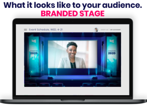 Branded Stage for you Keynote Speaker at a Virtual Conference
